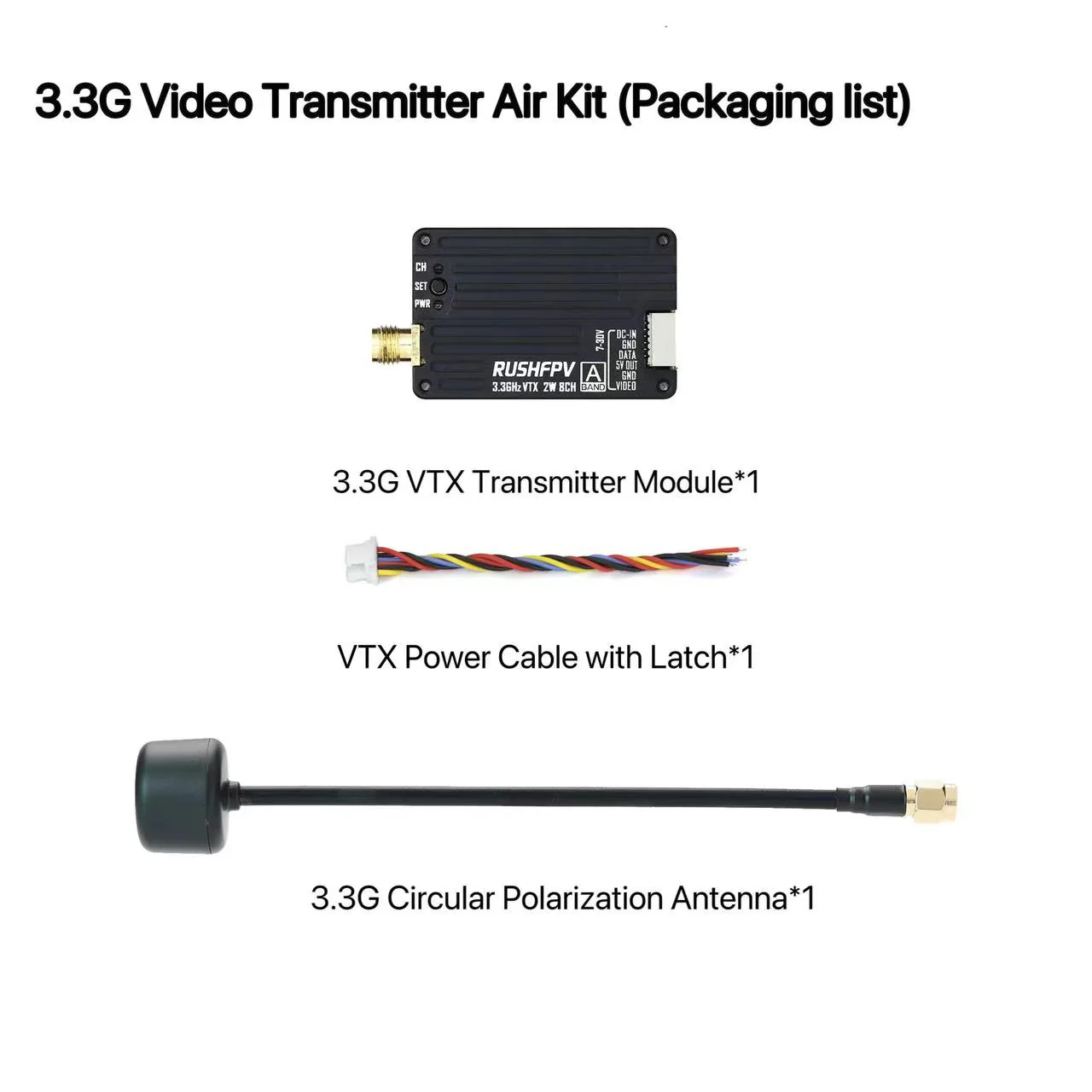 جهاز إرسال RUSHFPV 3.3G 2W VTX - مراجعة Drone Rc Receiver And Transmitter وسعره