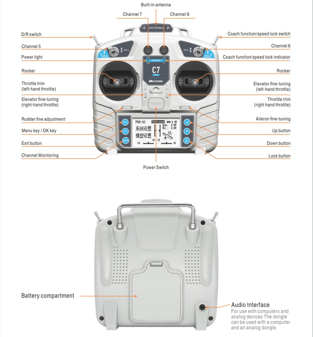 وحدة تحكم MicroZone MC7 C7 جها - مراجعة Drone Rc Receiver And Transmitter وسعره