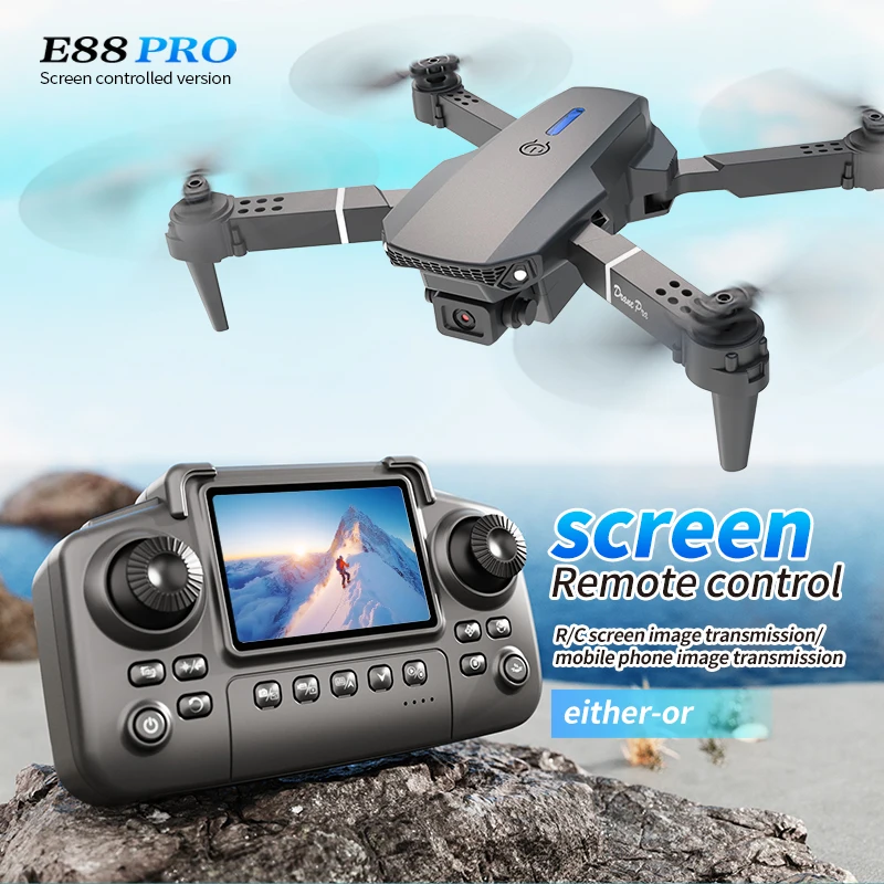طائرة بدون طيار E88 PRO مع شاش - مراجعة Drone E88 Rc Quadcopter وسعره