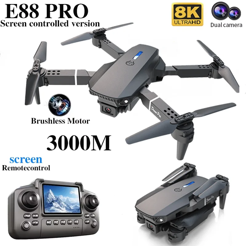 طائرة بدون طيار E88 PRO مع شاش - مراجعة Drone E88 Rc Quadcopter وسعره
